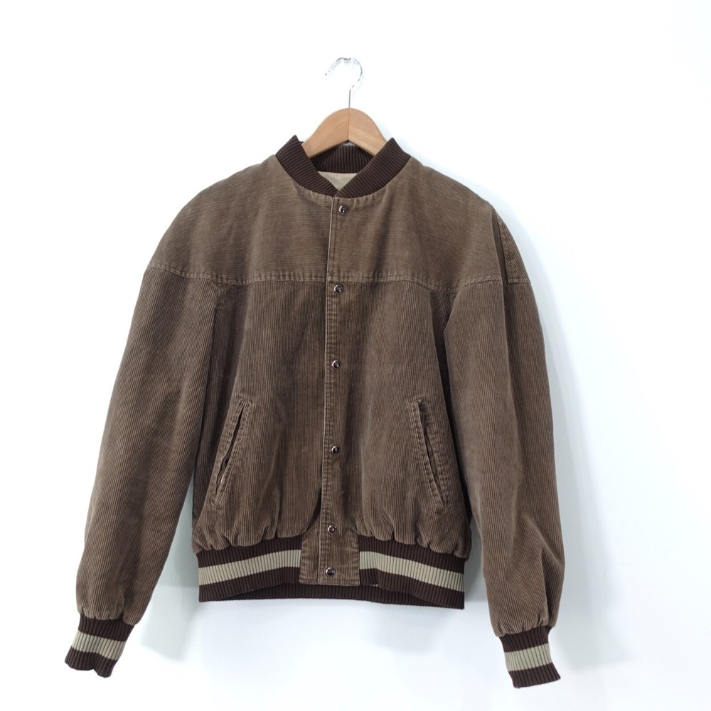 90s 80s VINTAGE Corduroy Jacket YOUTH‎ Boy Medium Bomber Varsity MOD Brittania